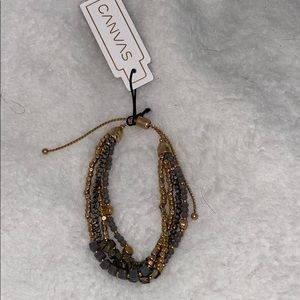 Canvas Hana Beaded Bolo Bracelet - Gray